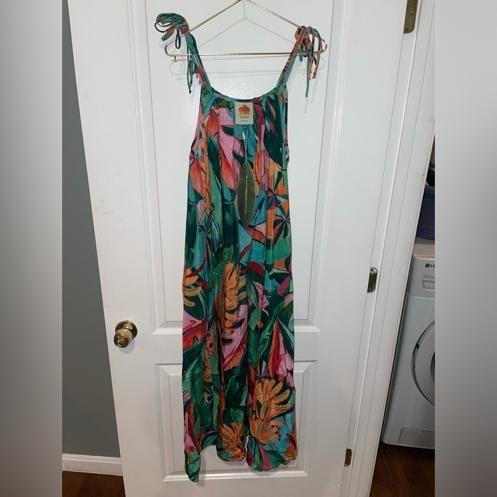 New! Farm Rio Multicolor Banana Foliage Midi Dress ๐๐บ XS NWT! - Picture 11 of 16